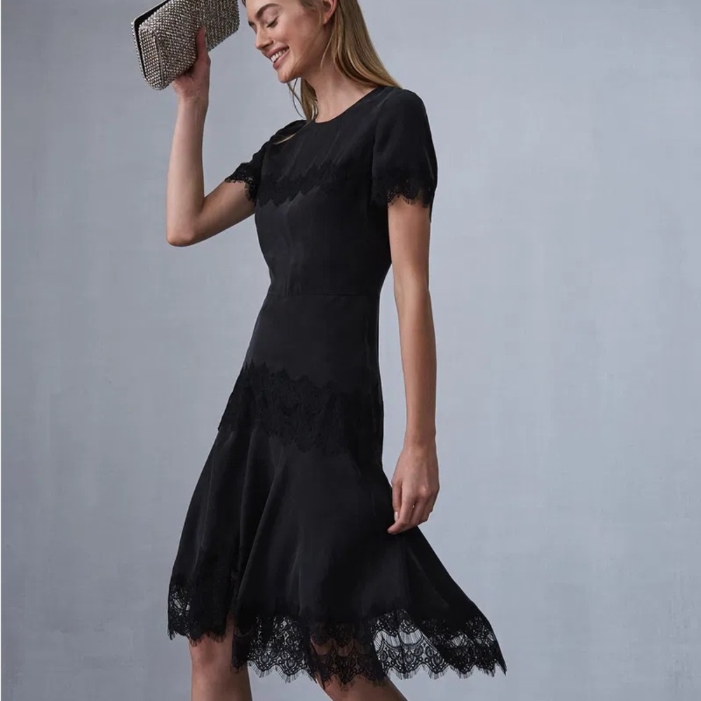 Reiss Black Lace Midi Dress